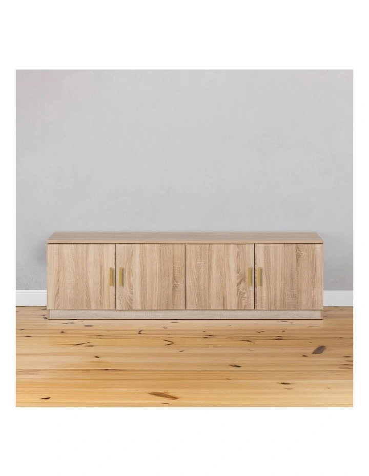 Bucharest Natural Oak Slim Tv Unit Brass Oval Handle image 3
