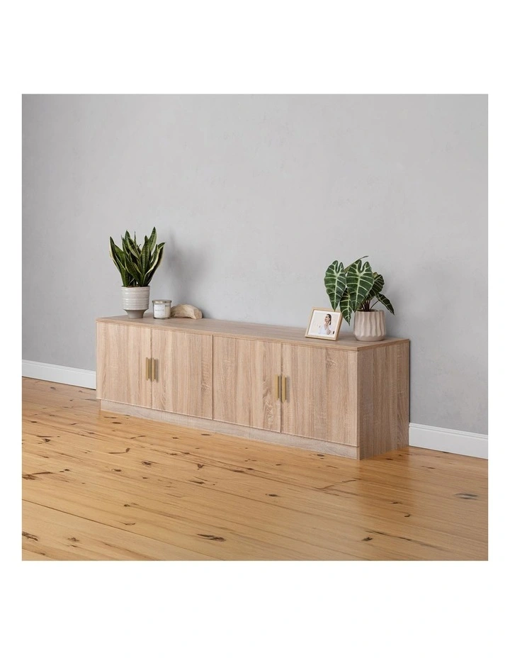 Bucharest Natural Oak Slim Tv Unit Brass Oval Handle image 5