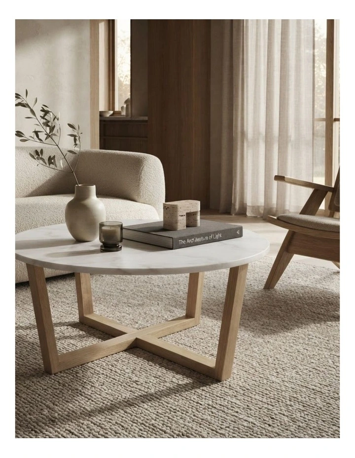 Lyra Decorative Furniture Coffee Table White Marble 85x85x40cm image 2