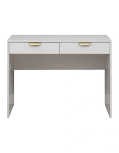 Odessa White Vj Panel Front Desk Brass Pull Handle