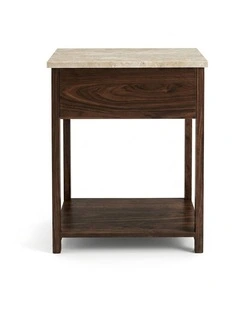 Nova Decorative Furniture Bedside Table Walnut/Travertine 60x50x50cm