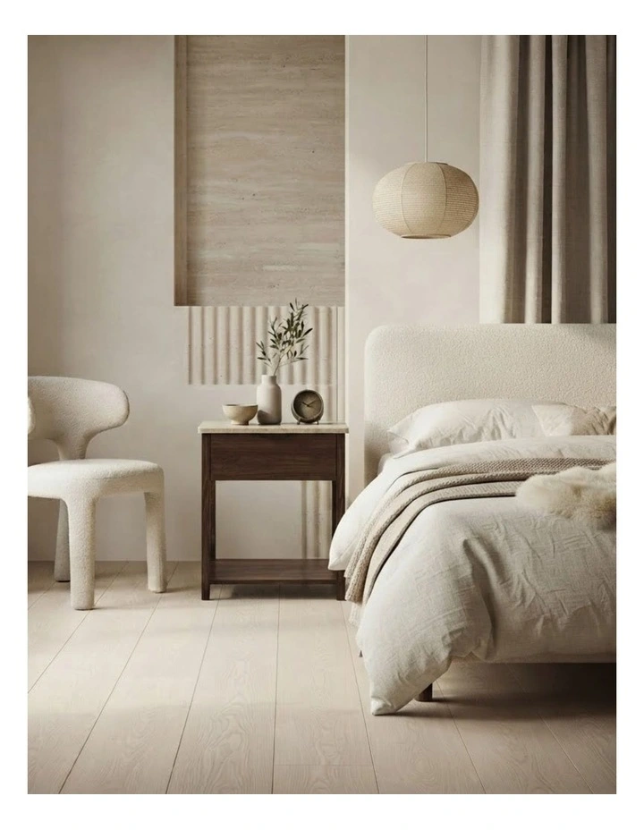 Nova Decorative Furniture Bedside Table Walnut/Travertine 60x50x50cm image 2