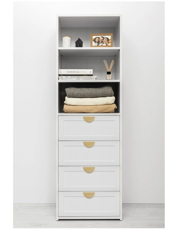 Geneva Built In Wardrobe Hampton Panel Brass Half Moon Handle image 2