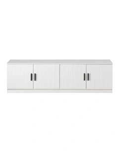 Bucharest White Vj Panel Tv Unit Black Oval Handle