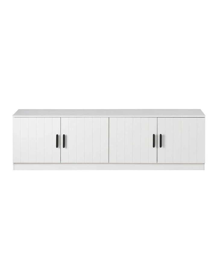 Bucharest White Vj Panel Tv Unit Black Oval Handle image 1