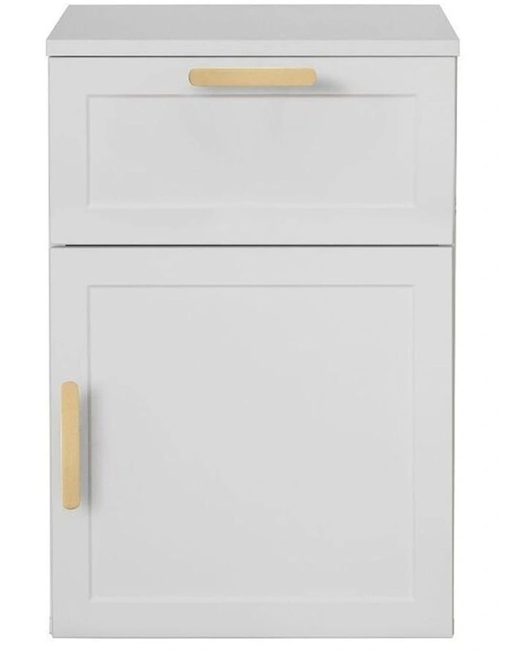 Porto White Hamptons Bedside Table Brass Oval Handle image 1