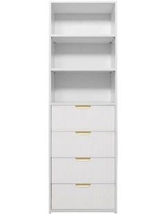 Geneva Built In Wardrobe White Fluted Panel Brass Pull Handle