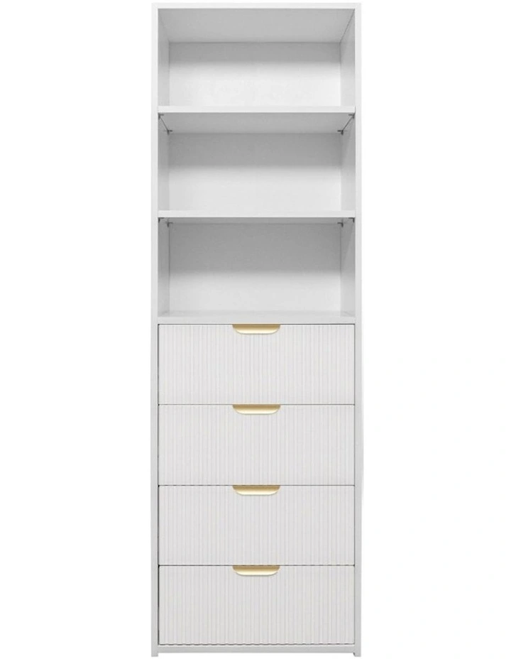 Geneva Built In Wardrobe White Fluted Panel Brass Pull Handle image 1