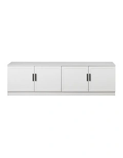 Bucharest White Hamptons Panel Tv Unit Black Oval Handle