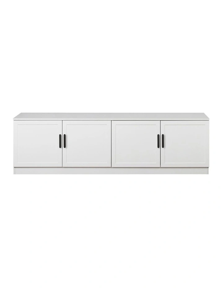 Bucharest White Hamptons Panel Tv Unit Black Oval Handle image 1