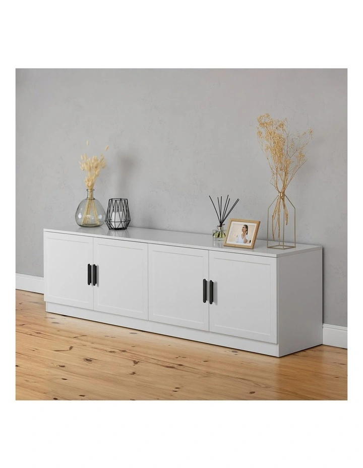 Bucharest White Hamptons Panel Tv Unit Black Oval Handle image 2