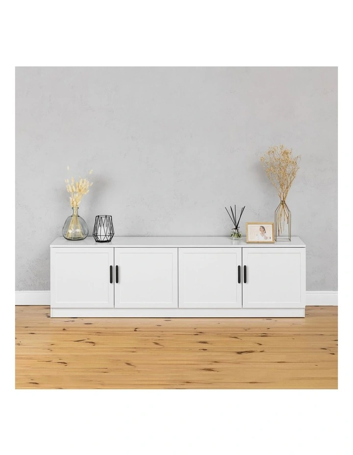Bucharest White Hamptons Panel Tv Unit Black Oval Handle image 3