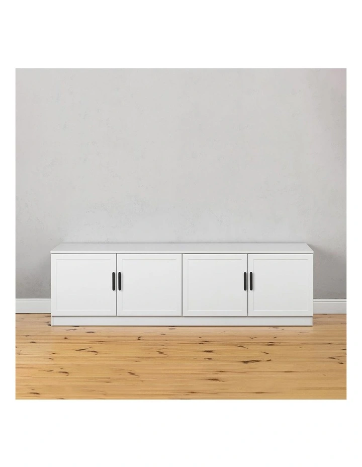 Bucharest White Hamptons Panel Tv Unit Black Oval Handle image 4