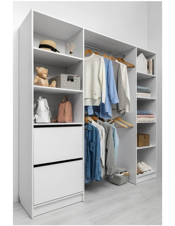 Basel Walk In Wardrobe Kit Slim Shaker Panel White image 4