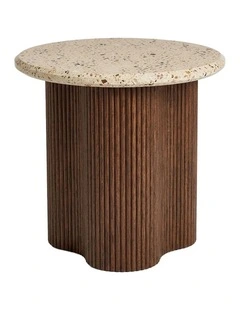 Vero Decorative Furniture Side Table Walnut/White Marble 60x50x50cm