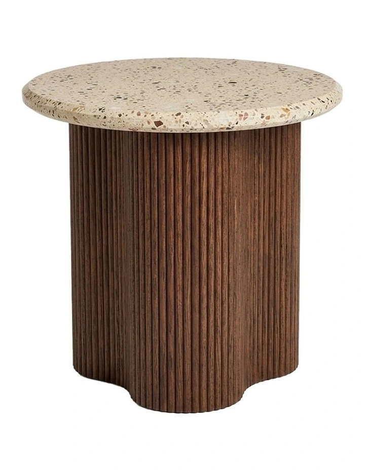 Vero Decorative Furniture Side Table Walnut/White Marble 60x50x50cm image 1