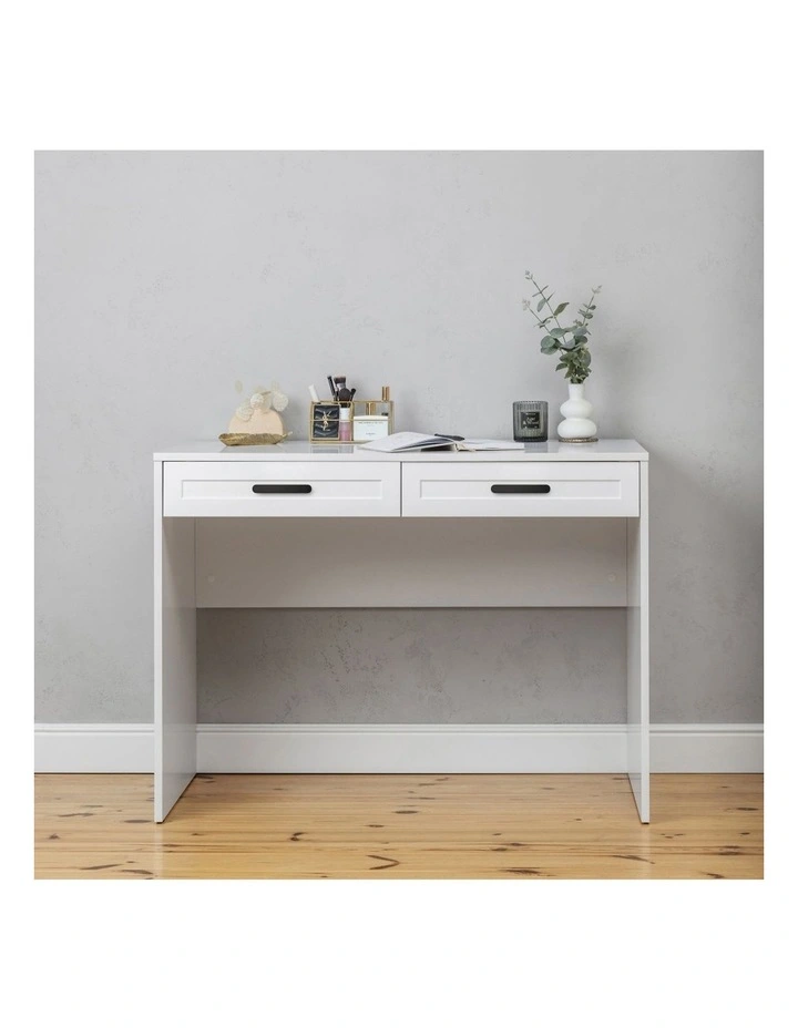 Odessa White Hamptons Front Desk Black Oval Handle image 2