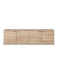 Bucharest Natural Oak Fluted Panel Tv Unit Brass Pull Handle