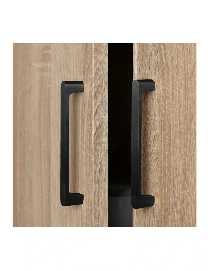 Stockholm Slim Natural Oak Storage Cupboard Scandi Black image 2
