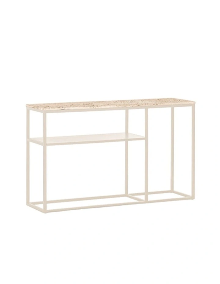 Aura Entry Console Table Metal Frame Top Bone/Travertine 120x40x80cm image 1