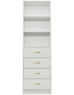 Malmo Wht Slim Panel Walk In Wardrobe Brass Oval Handle