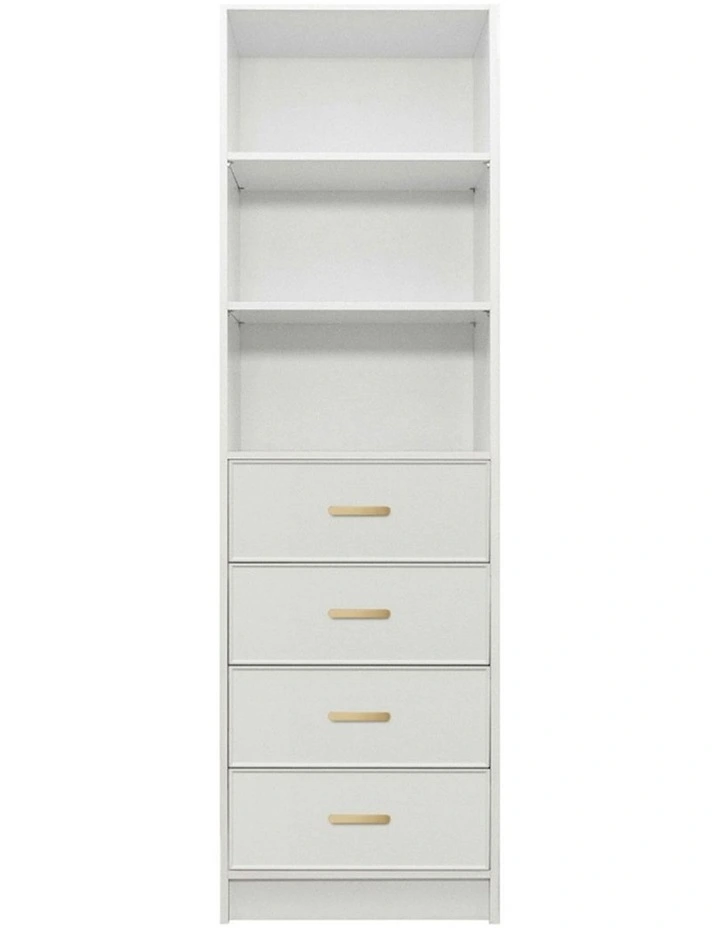 Malmo Wht Slim Panel Walk In Wardrobe Brass Oval Handle image 1