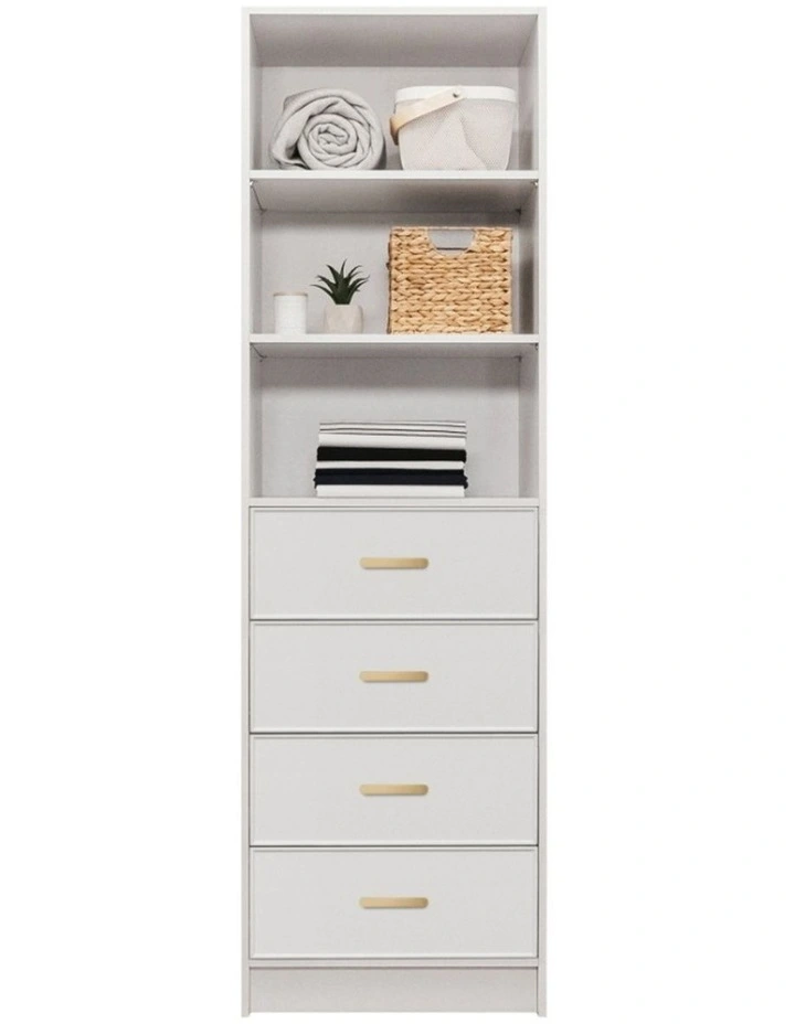 Malmo Wht Slim Panel Walk In Wardrobe Brass Oval Handle image 2