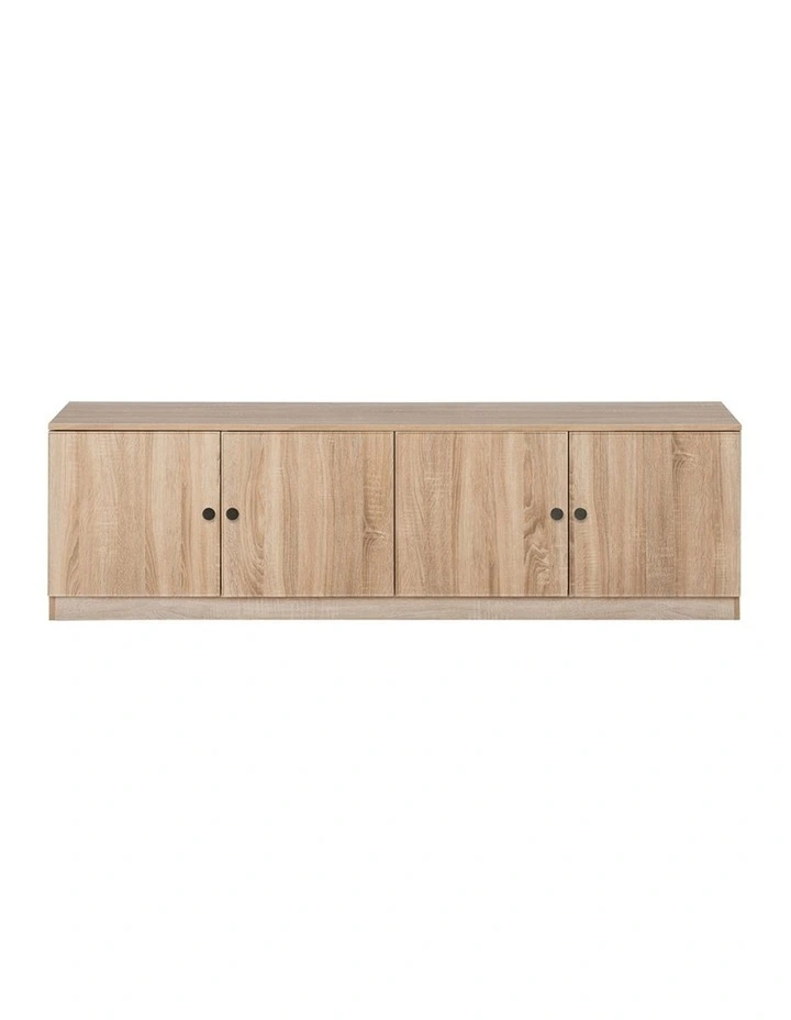 Bucharest Natural Oak Slim Tv Unit Black Round Handle image 1