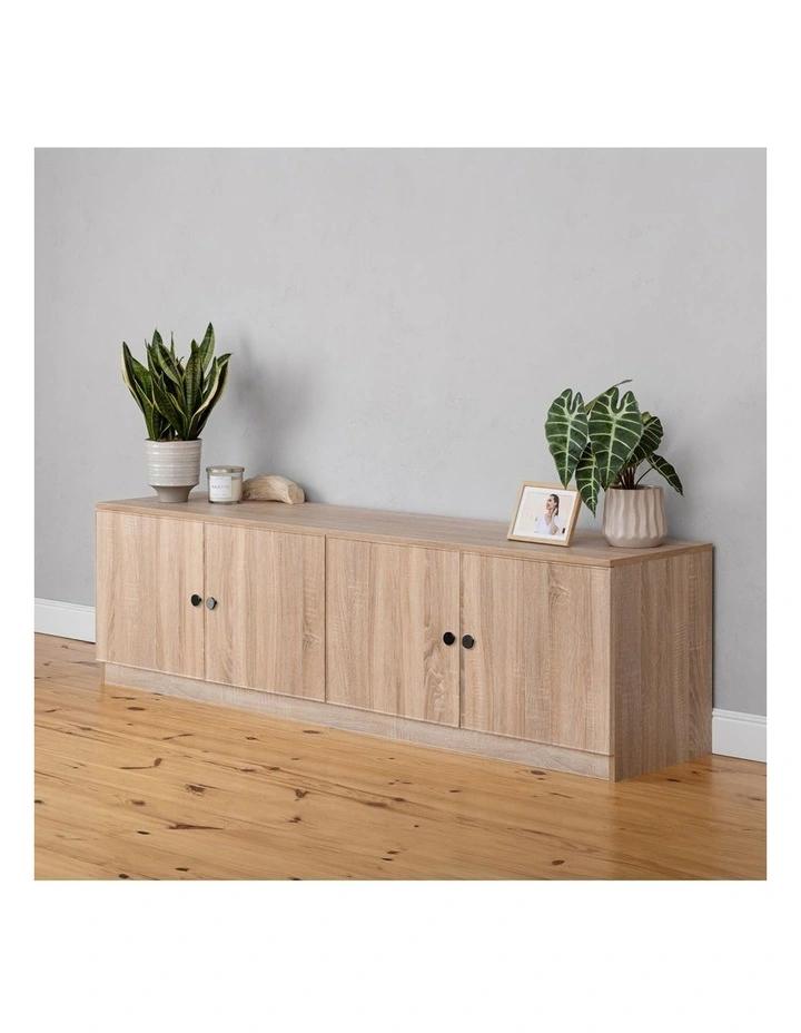 Bucharest Natural Oak Slim Tv Unit Black Round Handle image 4