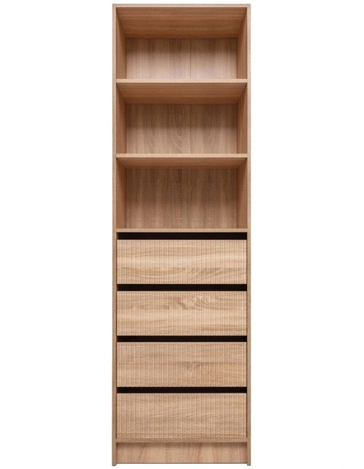Malmo 4 Drawer 3 Shelf Fluted Walk In Wardrobe Natural Oak image 1