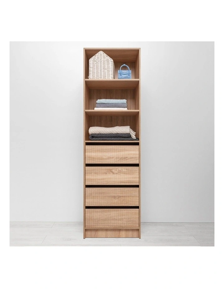Malmo 4 Drawer 3 Shelf Fluted Walk In Wardrobe Natural Oak image 2