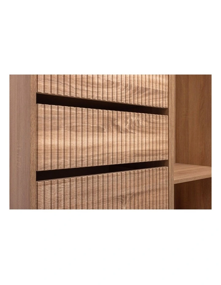 Malmo 4 Drawer 3 Shelf Fluted Walk In Wardrobe Natural Oak image 3