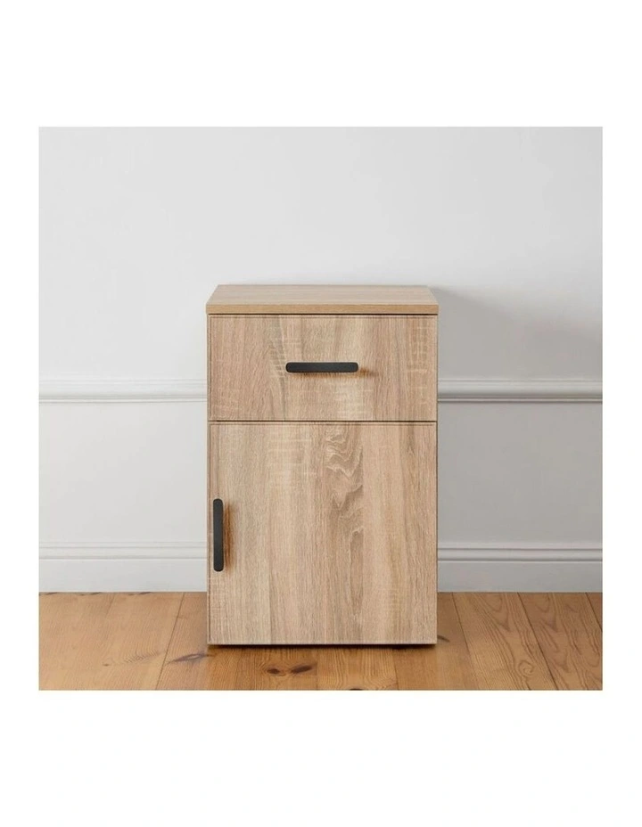 Porto Natural Oak Slim Bedside Table Black Oval Handle image 5