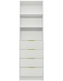 Malmo Wht Slim Panel Walk In Wardrobe Brass Pull Handle