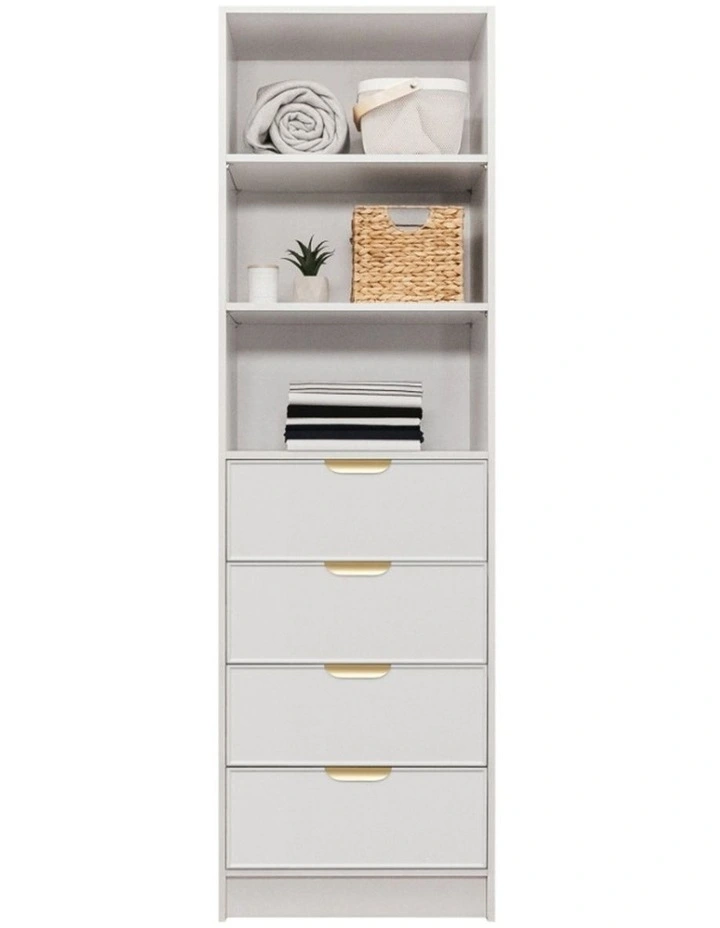 Malmo Wht Slim Panel Walk In Wardrobe Brass Pull Handle image 2