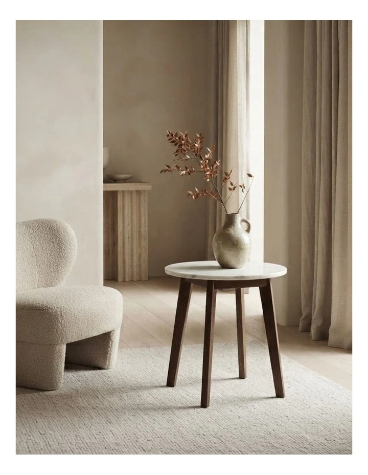 Nero Decorative Furniture Walnut Side Table White Marble 60x50x50cm image 2