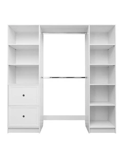 Basel Walk In Wardrobe Kit Wht Hamptons - Black Round Handle