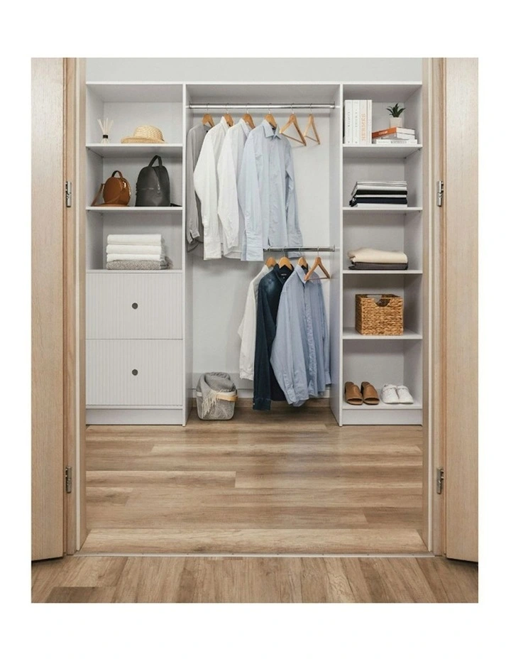 Basel Walk In Wardrobe Kit Wht Hamptons - Black Round Handle image 2