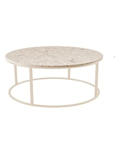 Vela Decorative Furniture Coffee Table Bone/Travertine 85x85x40cm