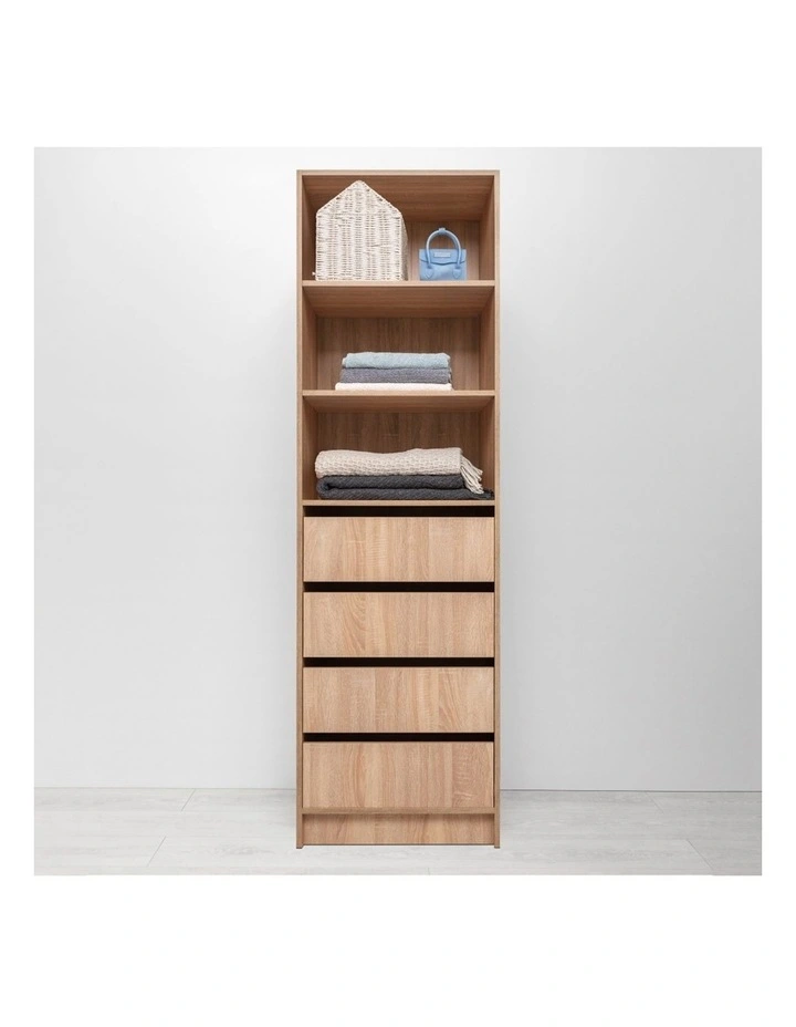 Malmo Classic 4 Drawer 3 Shelf Walk In Wardrobe Natural Oak image 3
