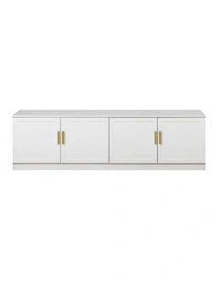 Bucharest White Hamptons Panel Tv Unit Brass Oval Handle