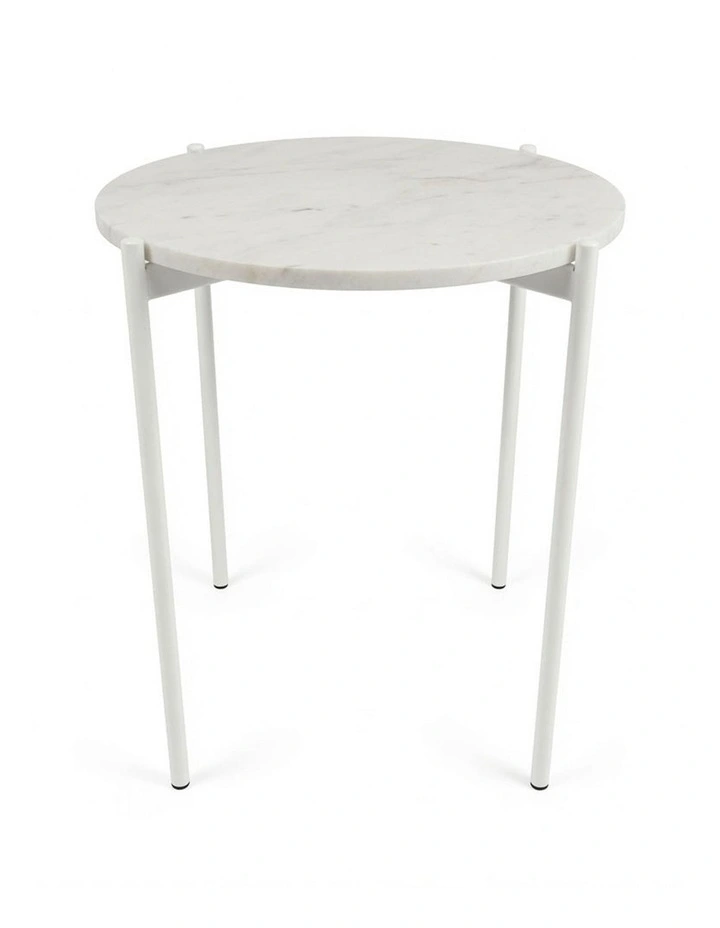 Solis Decorative Furniture Side Table White/White Marble 60x50x50cm image 1