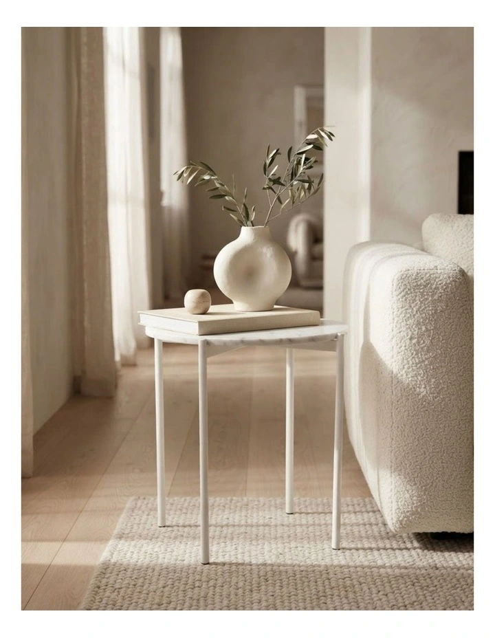 Solis Decorative Furniture Side Table White/White Marble 60x50x50cm image 2