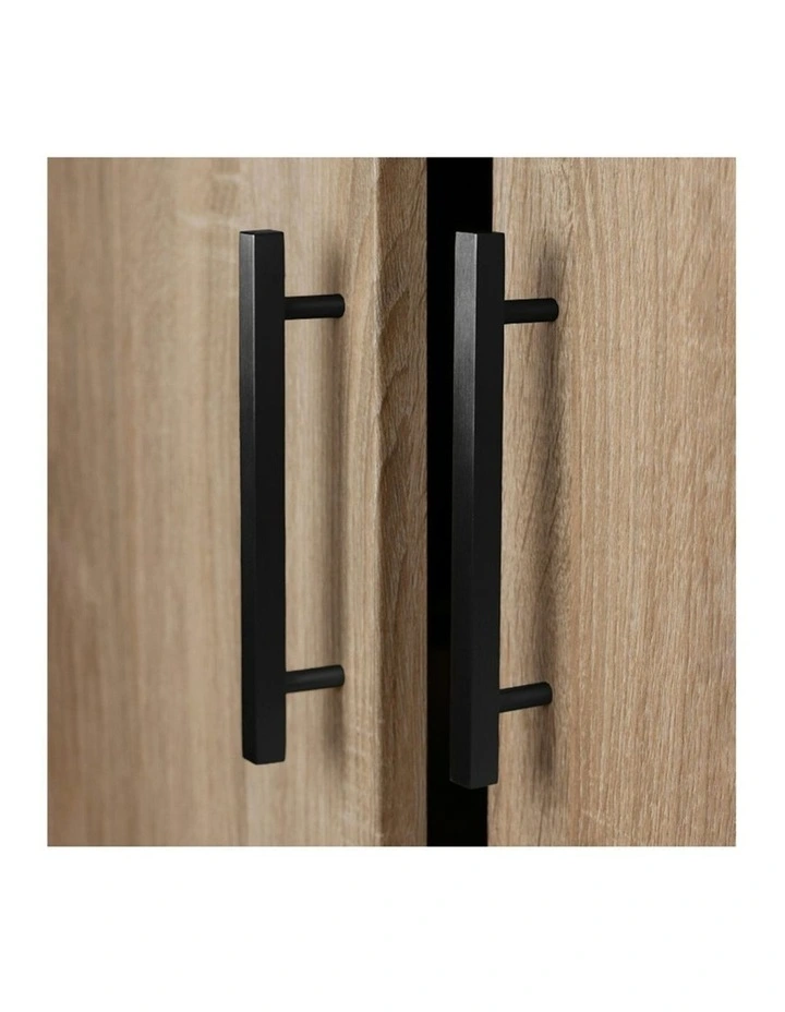 Stockholm Slim Natural Oak Storage Cupboard Square Black image 2