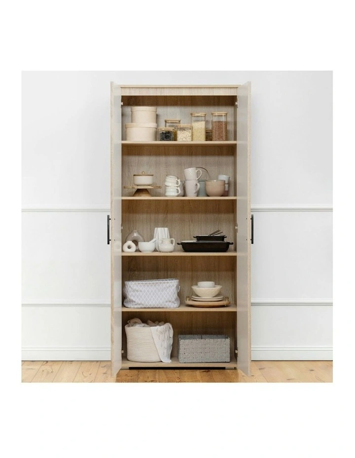 Stockholm Slim Natural Oak Storage Cupboard Square Black image 5