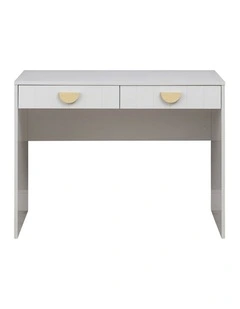 Odessa White Vj Panel Front Desk Brass Half Moon Handle