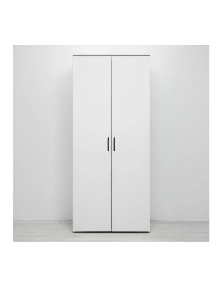Stockholm Slim White Storage Cupboard Black Oval Handle image 2