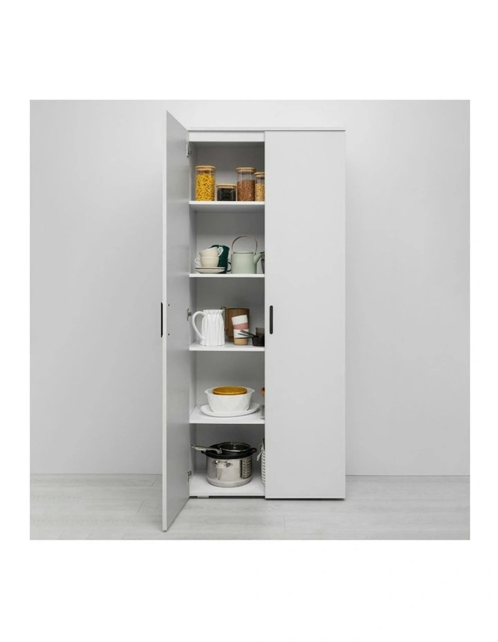 Stockholm Slim White Storage Cupboard Black Oval Handle image 3