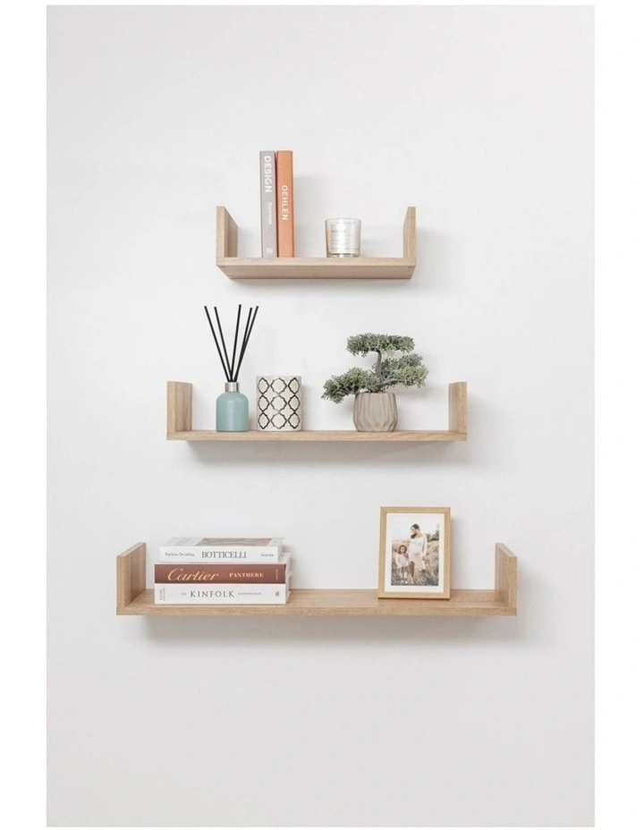 3pc Oslo Three Piece Shelf Set Oak 40-60-80x25cm image 2