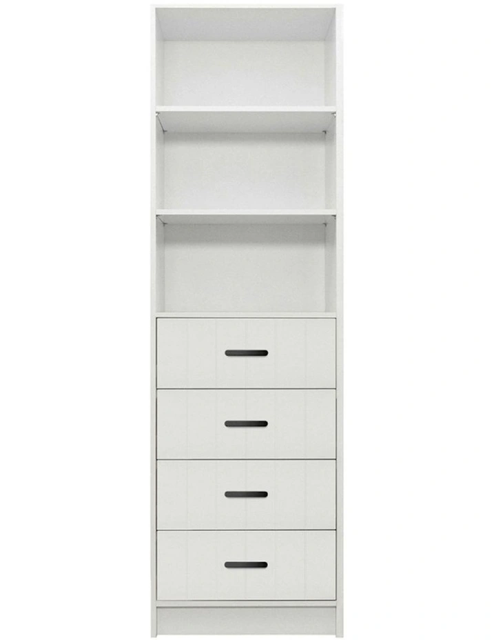 Malmo White Vj Panel Walk In Wardrobe Black Oval Handle image 1